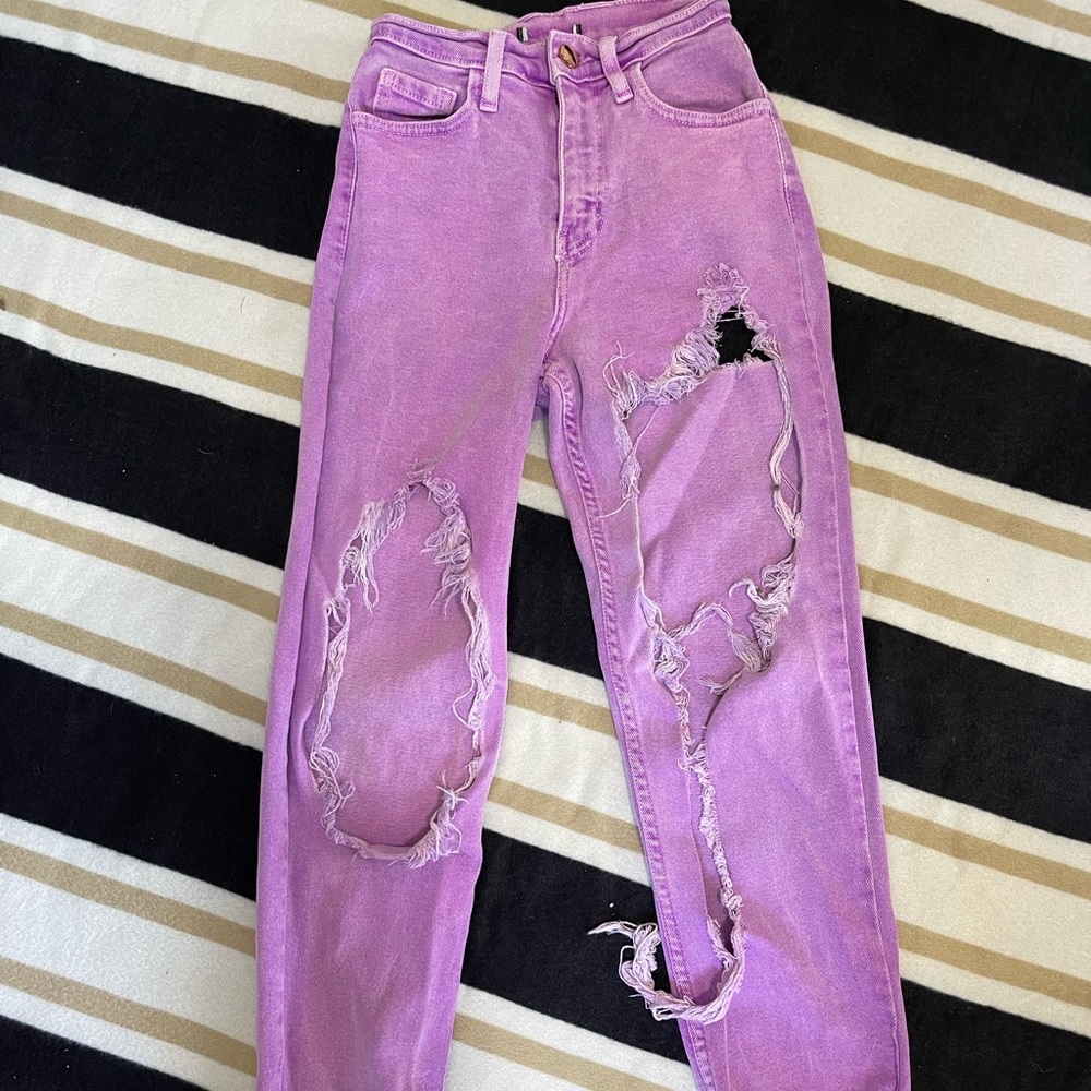 Purple Ripped Fashion Nova Jeans